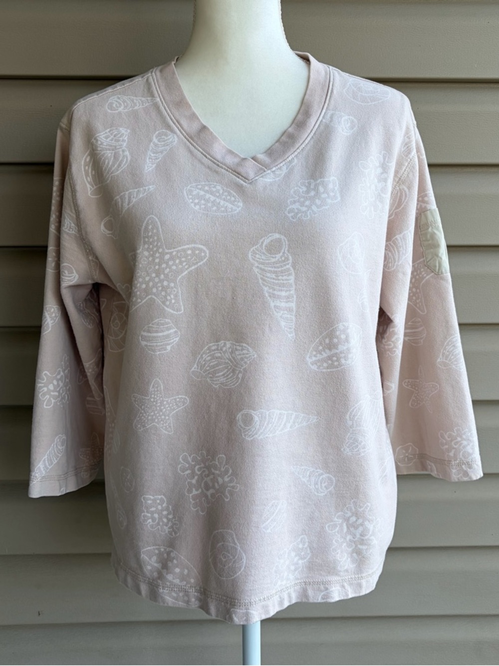 •Sun Bay• Seashell Print 100% Cotton Beachy Top - Size Large